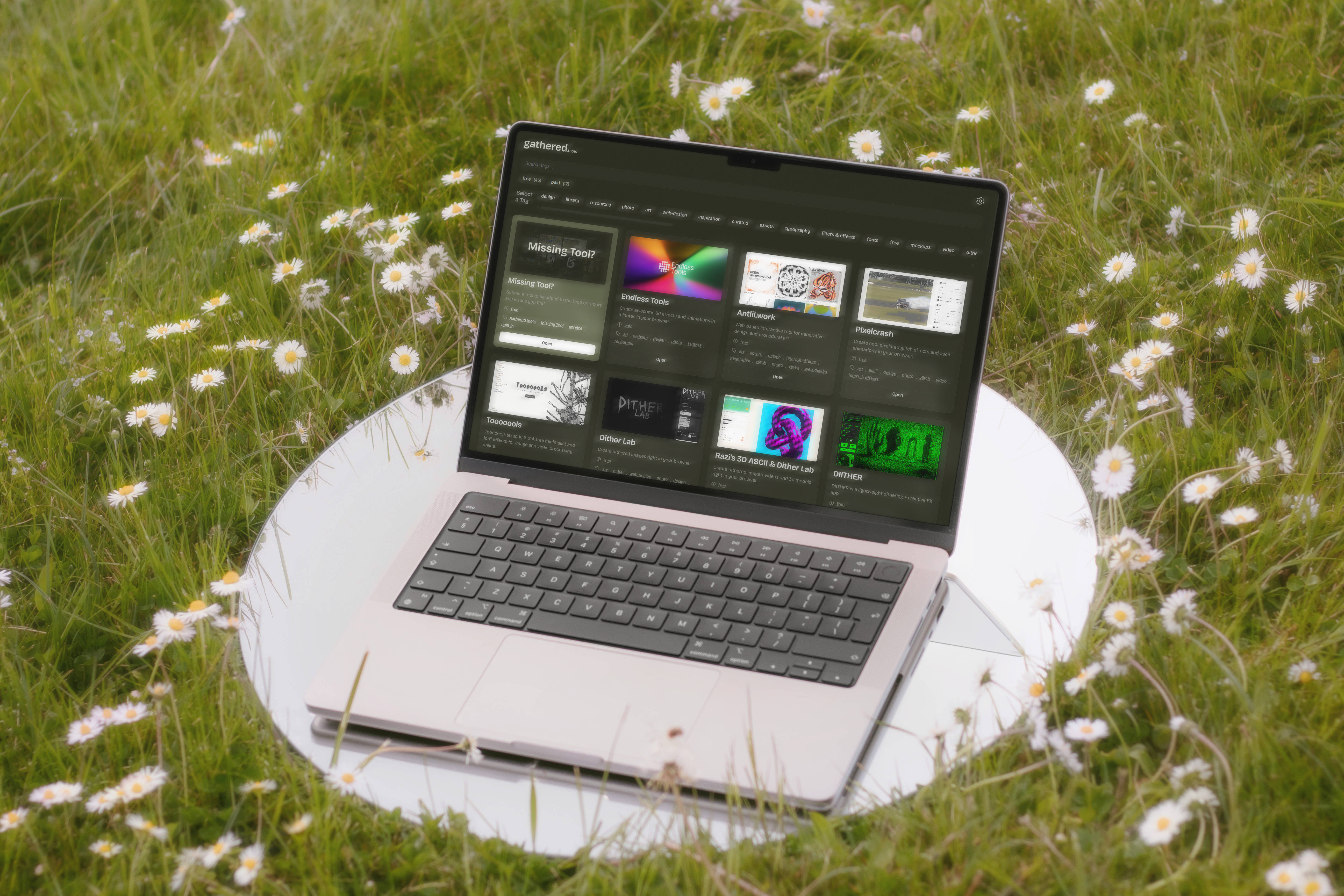 gathered.tools website on a laptop.